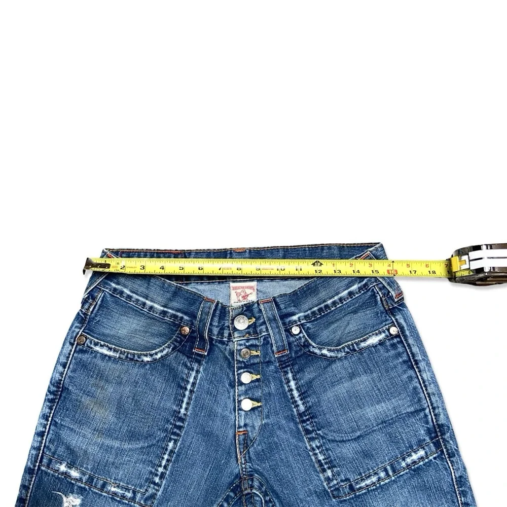 VTG True Religion Big Rig Cut Off Denim Shorts Size 32 Made USA Button Fly